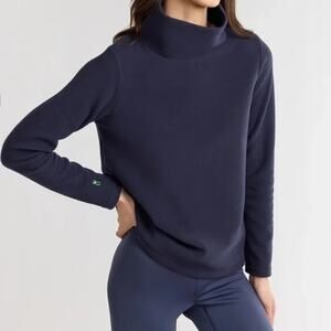 Dudley Stephens Park Slope Lightweight Fleece Turtleneck Sweatshirt Blue Medium